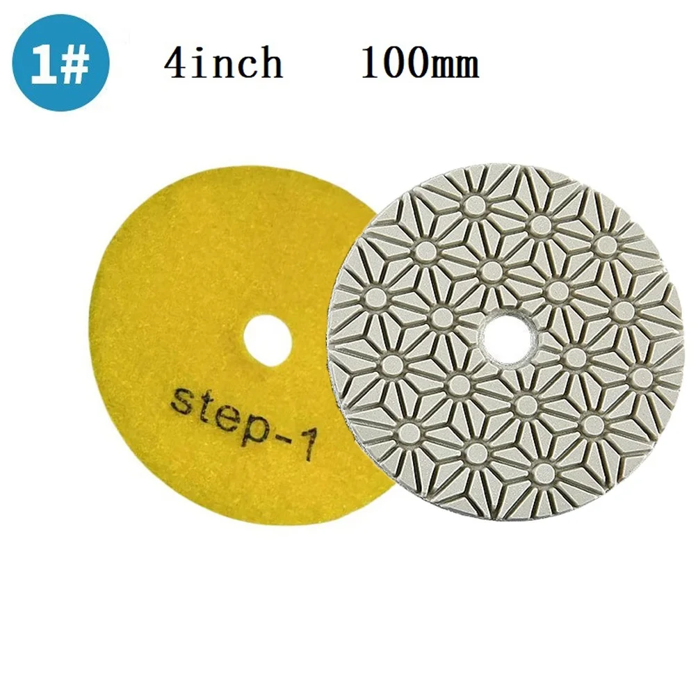 

Extra Aggressive Diamond Polishing Pads 4 inch Wet/Dry 3 STEP Set Perfect for Polishing Granite Concrete Stone Marble