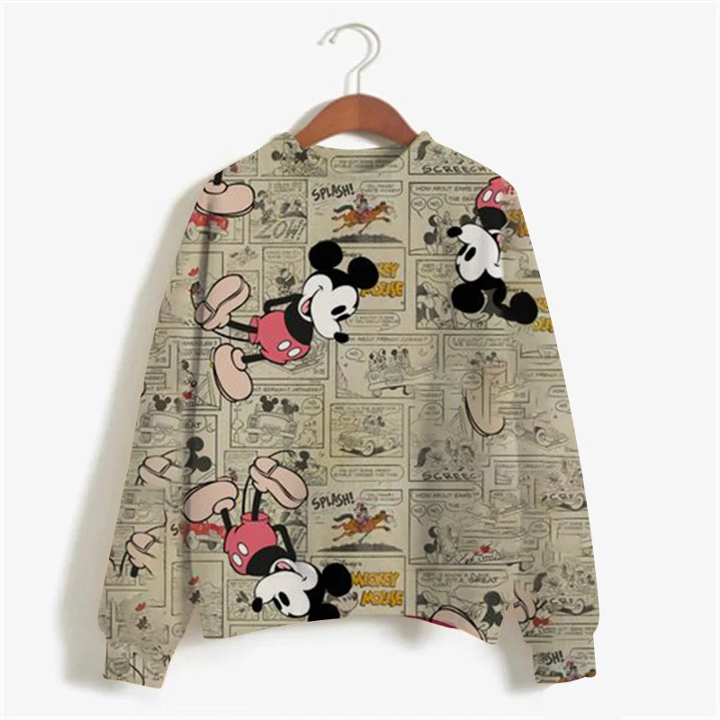 

Disney Mickey Mouse Print Crew Neck Sweatshirt Fun Sweatshirt Unisex Ladies Fashion Cartoon Print Casual Ladies Leopard Crew Nec