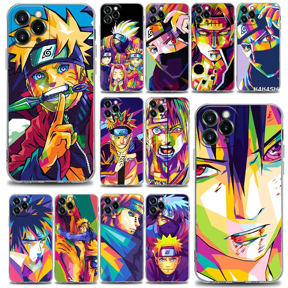 

Anime Manga Naruto Sasuke Colourful Shell Case for iPhone 11 12 13 Pro Max Mini SE XR XS 7 8 Plus Coque Transparent Cover Fundas