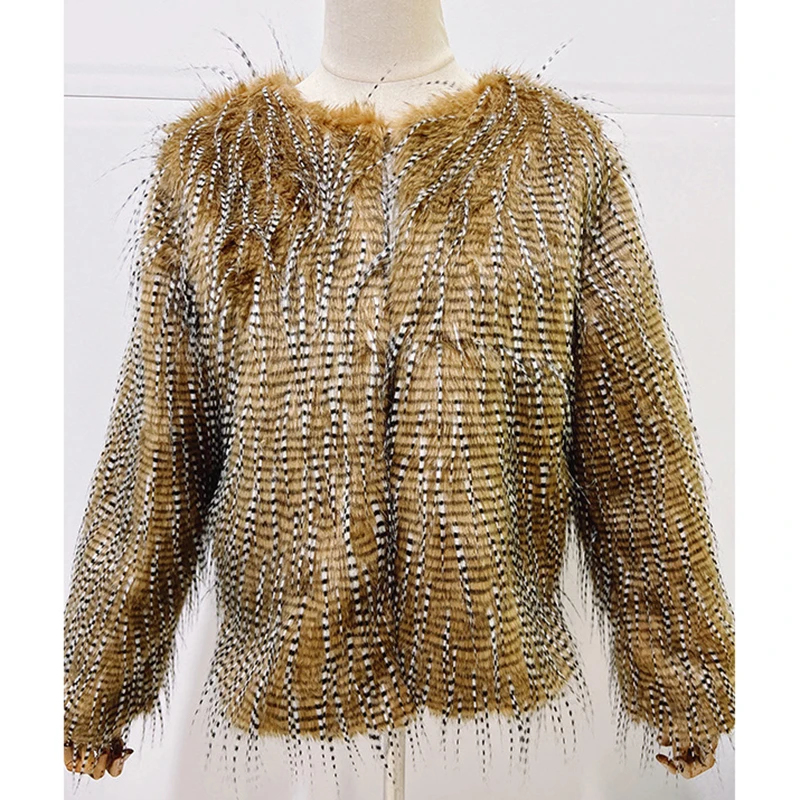 Faux Fur Coat Women 2022 Autumn Winter Fashion Faux Fur Peacock Jackets Female Casual Warm Loose Coat Chic Long Sleeve Outwear