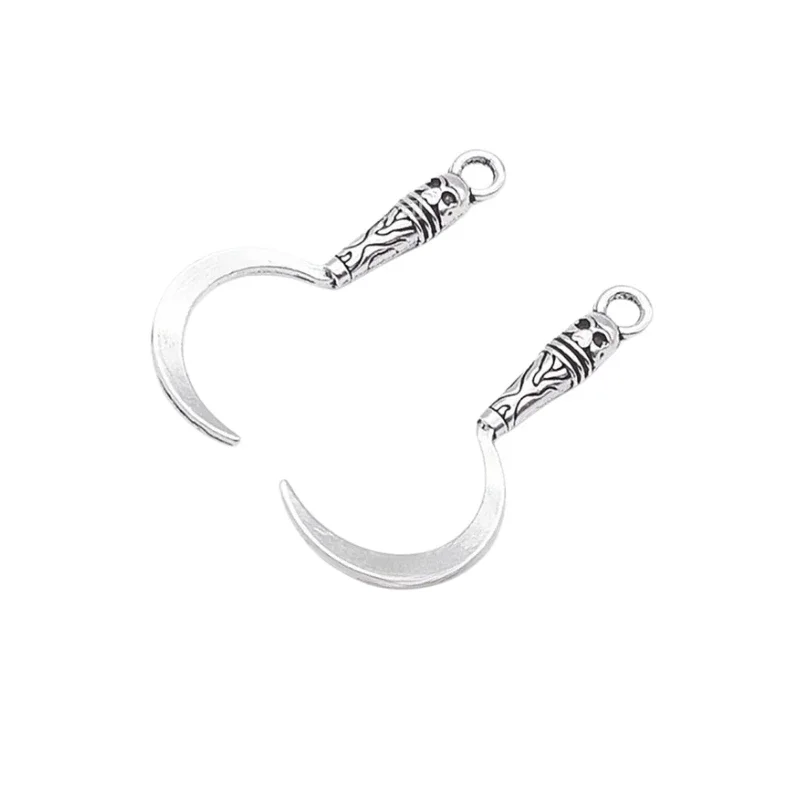 30 шт. античное серебро Цвет Смерть Череп Коса Подвески Подвеска для DIY Серьги