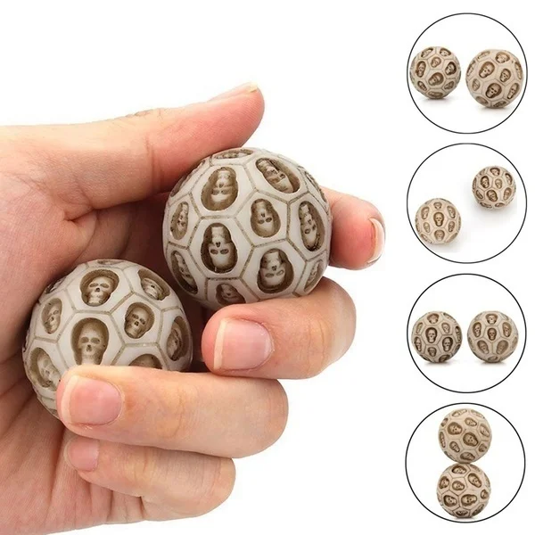 

2pcs Skull Resin Handball Fitness Ball Massage Ball Resin Hand Turn Health Ball Exercise Stress Relief Baoding Balls