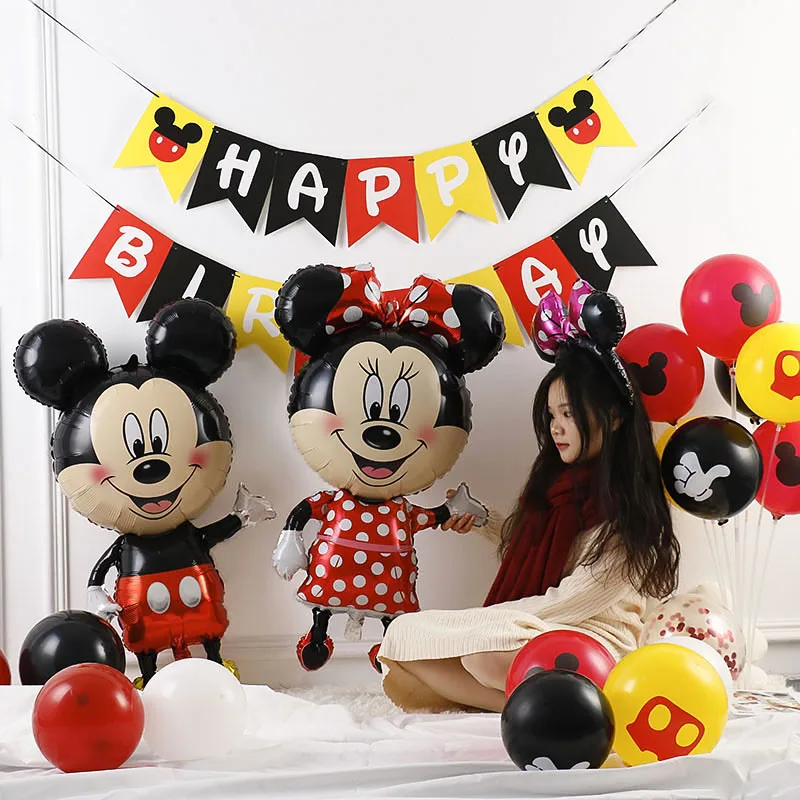 

112cm Giant Mickey Minnie Mouse Balloons Disney Cartoon Foil Balloon Children's Birthday Party Decorations Kids Toys Air Gift