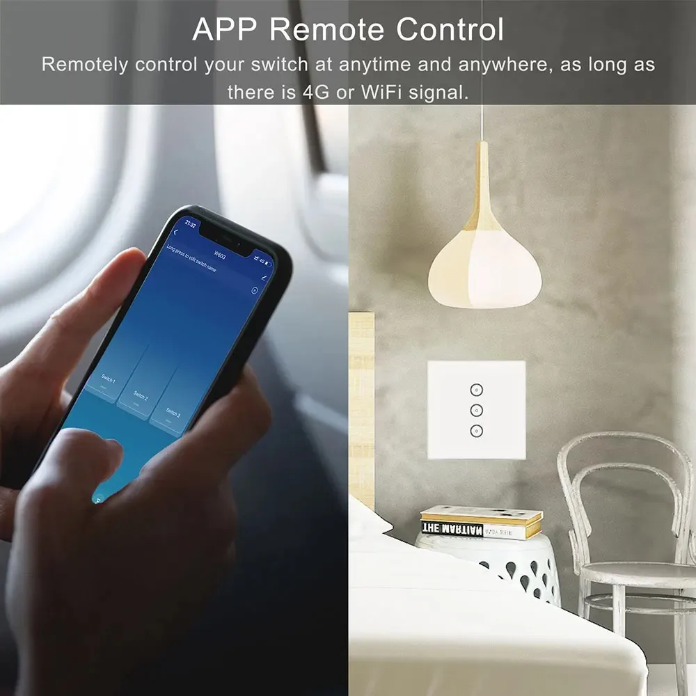 Умный переключатель EU Wi-Fi сенсорный выключатель света стеклянная панель 1/2/3 Gang 220