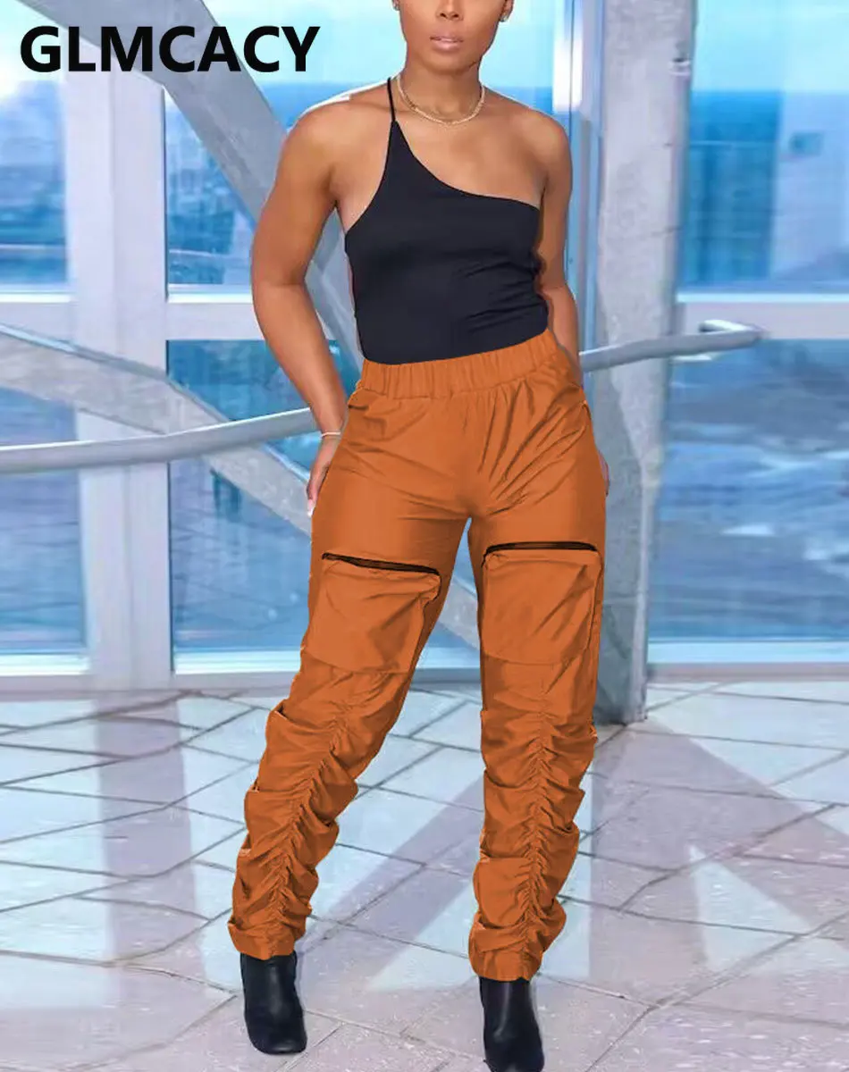 

Женские облегающие брюки-карго на молнии с карманами