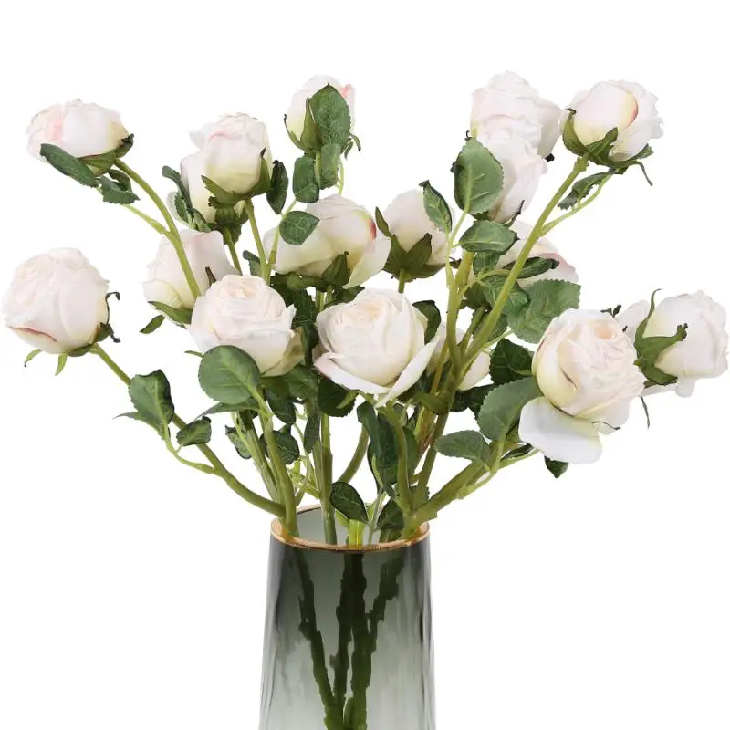 

4Pcs 20Heads Artificial Silk Roses with Stem for DIY Wedding Bouquet Floral Arrangements Home Party Centerpiece Decoration