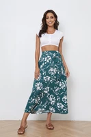 skirt womens fashion 2022 floral all match commuter casual skirt mid length printed large swing skirt