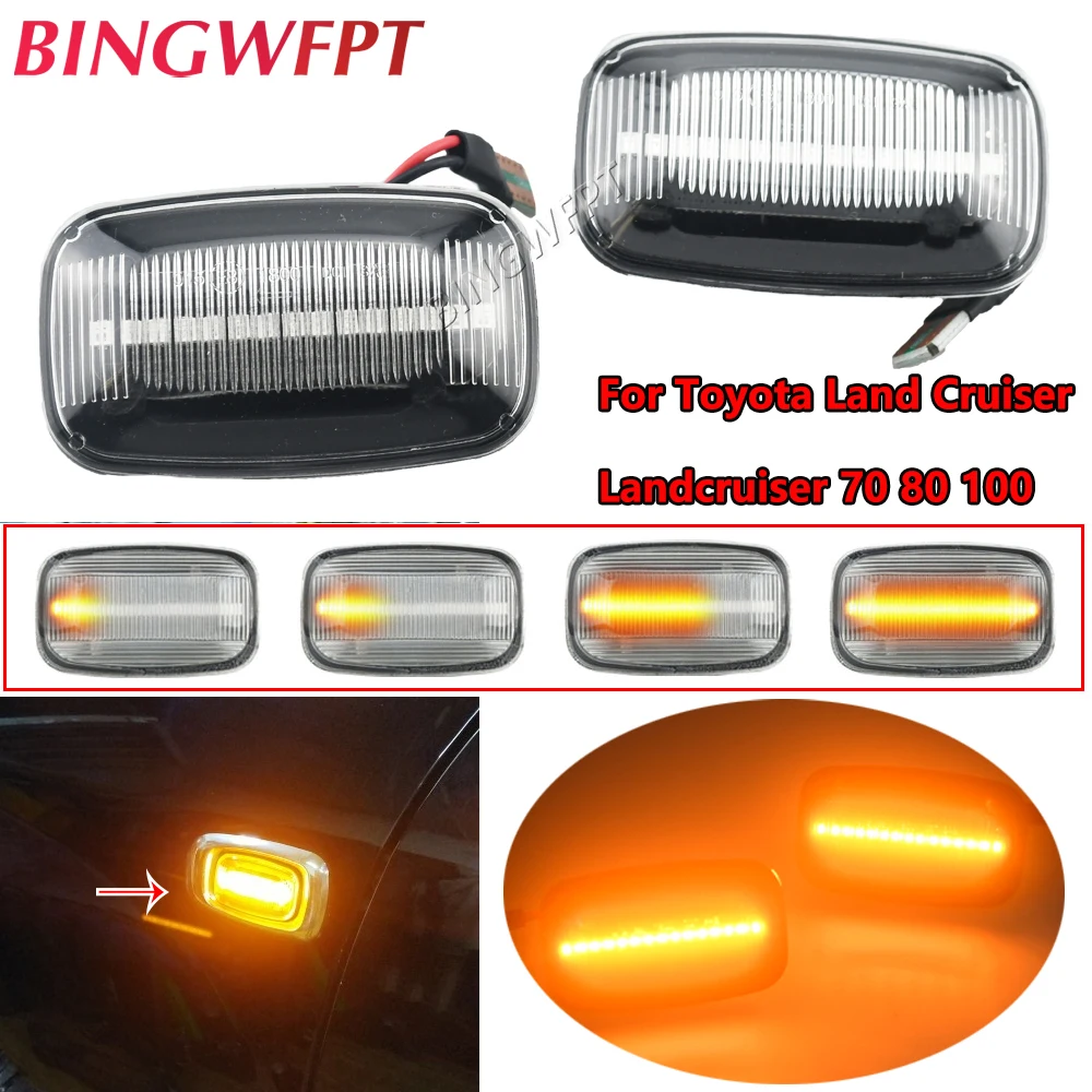 

2PCS Led Dynamic Side Marker Turn Signal Light Sequential Blinker Light For Toyota Land Cruiser Landcruiser 70 80 100 Series