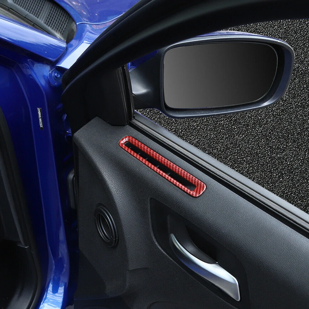 

Durable Auto Car Door Air Vent Outlet Cover Inner Red Carbon Fiber Trim