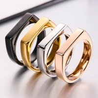 never fade 4mm simple stainless steel blacksteelgold ring for men women punk hip simple couple ring fashion jewelry gift