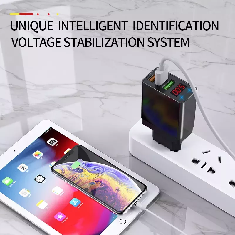 

NEW2023 Quick Charger 3.0 USB Charger 12 13 redmi x3 LED Digital Display Fast Charging Wall Phone Charger