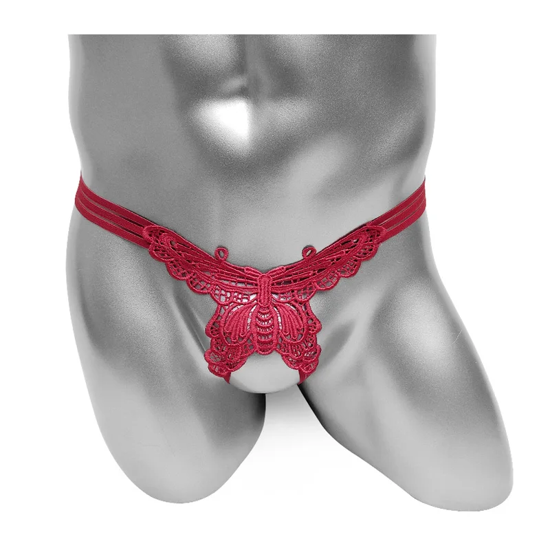 

Стринги с открытой промежностью, трусики-танга с бабочкой, мужские G-стринги с низкой посадкой, сексуальное нижнее белье, мужские эротические трусы