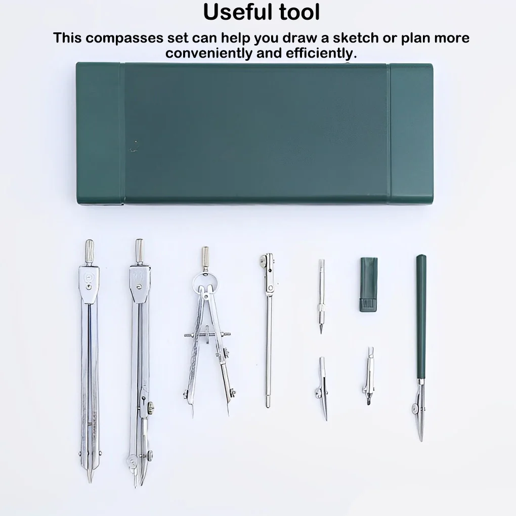 

9 Pieces Set Compasses Drawing Sketching Divider Assorted Kit Art Tool
