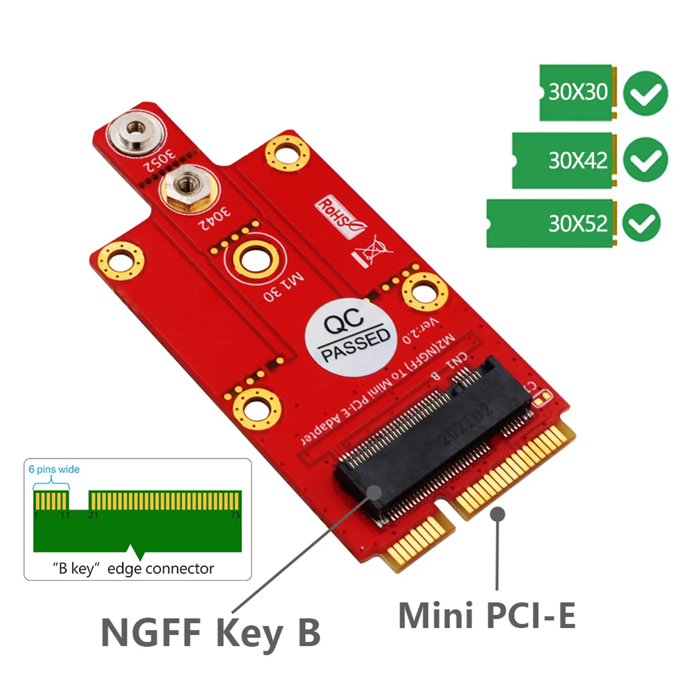 M.2 Key B to Mini PCI-e Adapter NGFF M2 to Mini PCI Express PCIe for 3G 4G 5G Module Support the USB Interface of M.2 Card