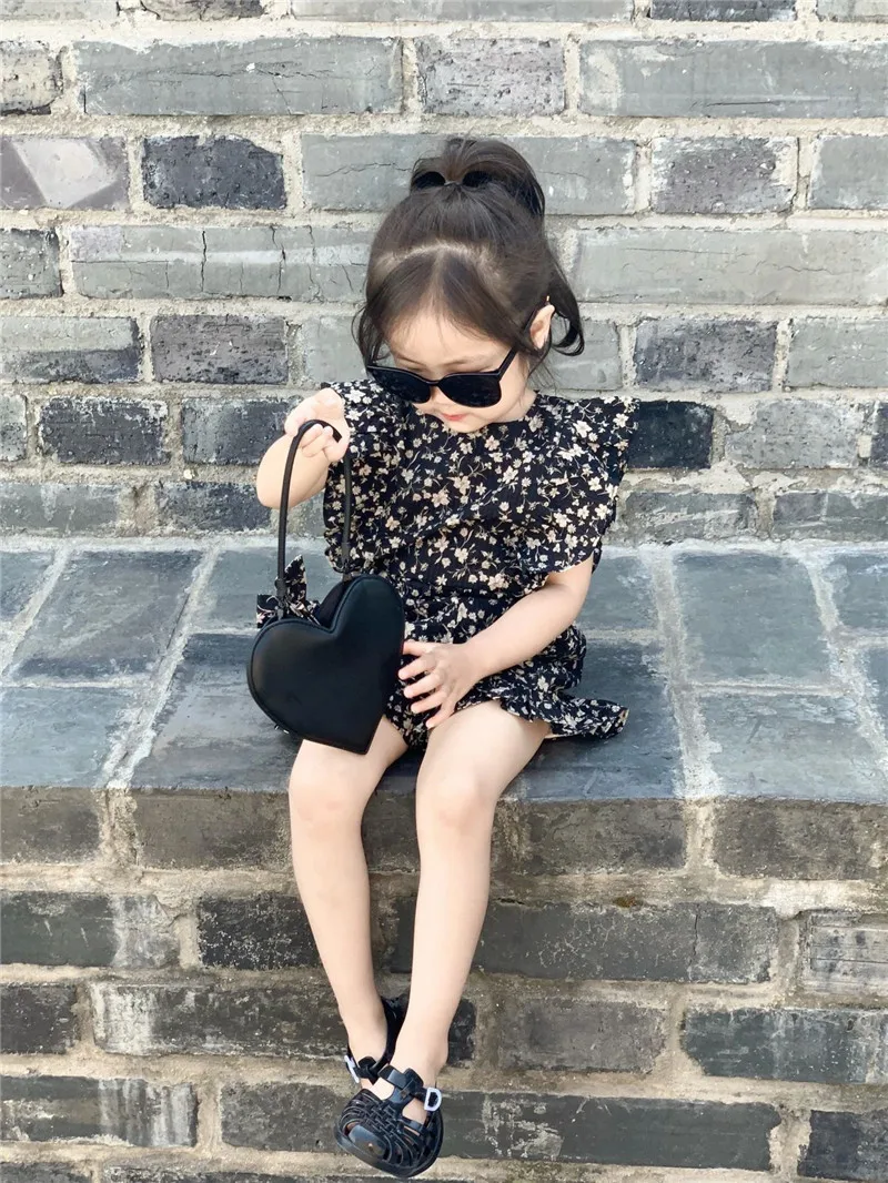 Summer Thin Girls Ruffled Fly Sleeves + Short Pants Clothes Baby Girls Printed Casual Outfits Wave Point 2PCS