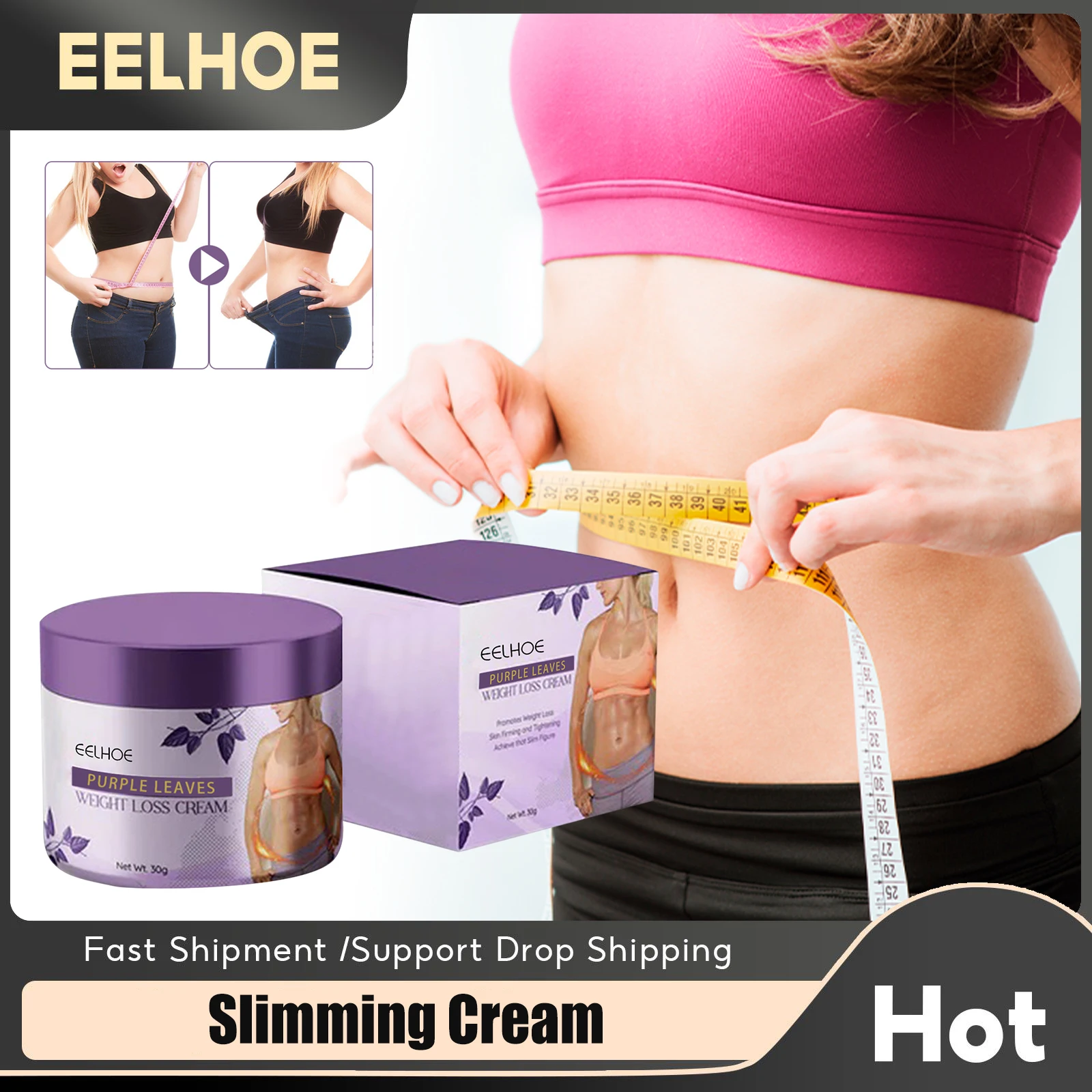

EELHOE Slimming Cream Weight Loss Remove Cellulite Firming Lifting Shaping Body Care Product Quickly Belly Fat Burning Cream 30g