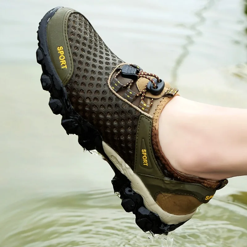 

Outdoor Sports Casual Mens Shoe Men Hiking Shoes Summer Breathable Mesh Black Anti-Slip Sneakers Size 38-46 Zapatillas Hombre