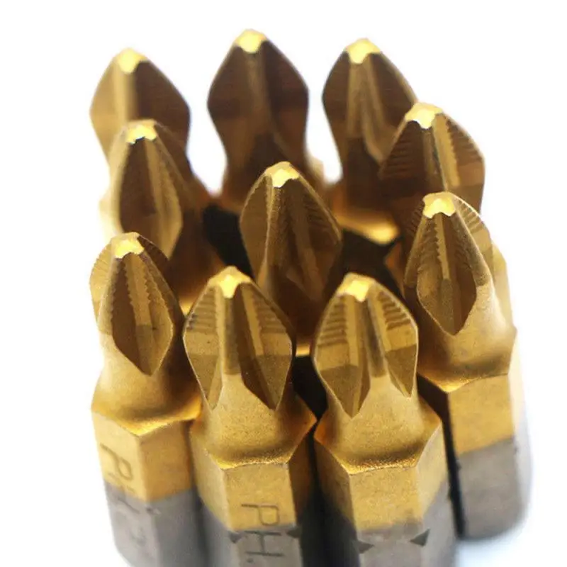 10 шт. насадки для отвертки PH2 с титановым покрытием |