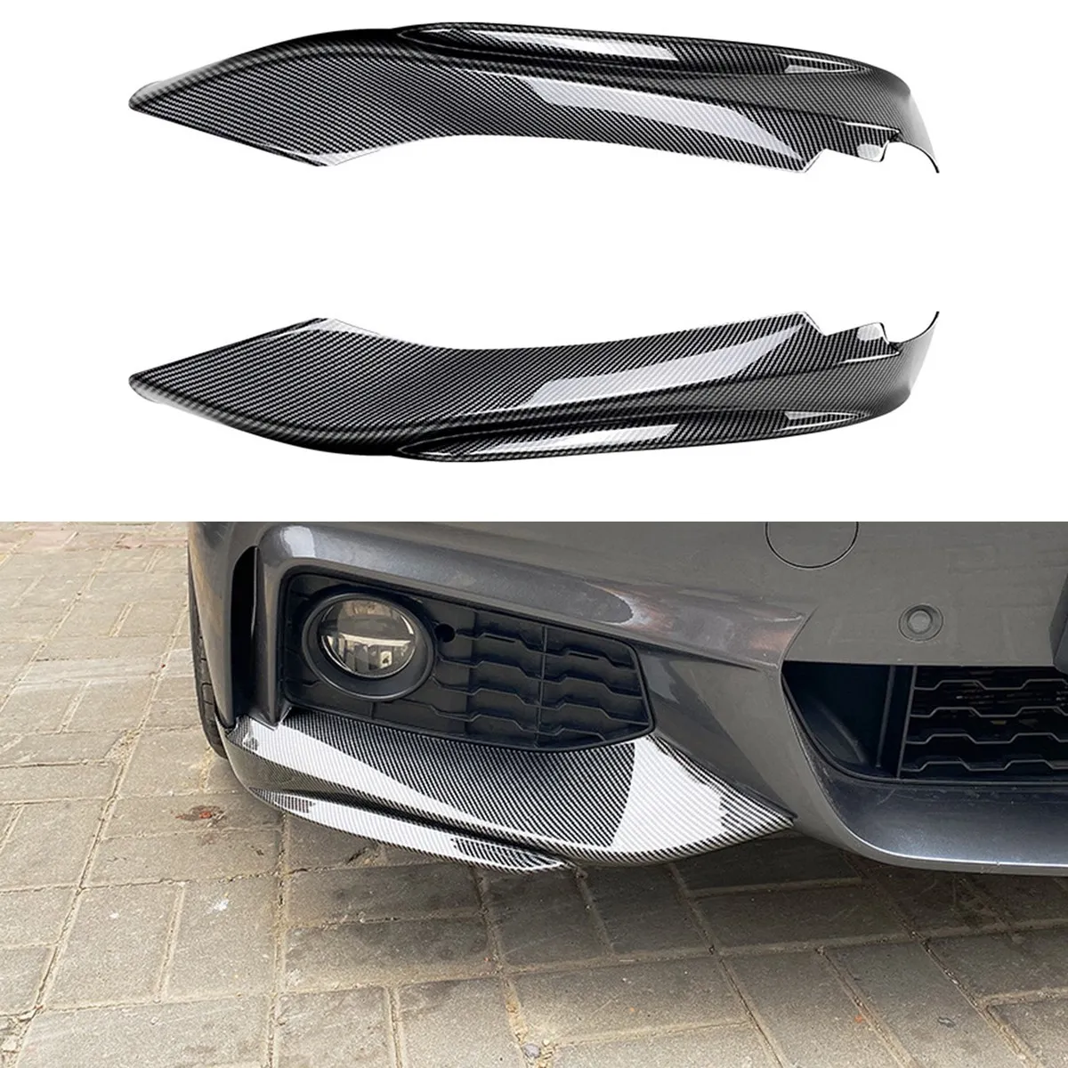 

For BMW-4 Series F32 F33 F36 M-Tech 2014-2020 Front Bumper Lip Angle Diffuser Splitter Spoiler Protector Carbon Fiber