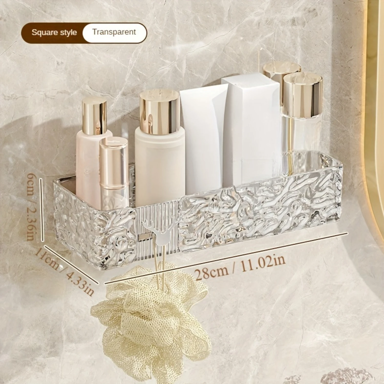 Glacier Pattern Bathroom Corner Rack - Wall-mounted Multi-layer with Suction Cups &amp Accessories