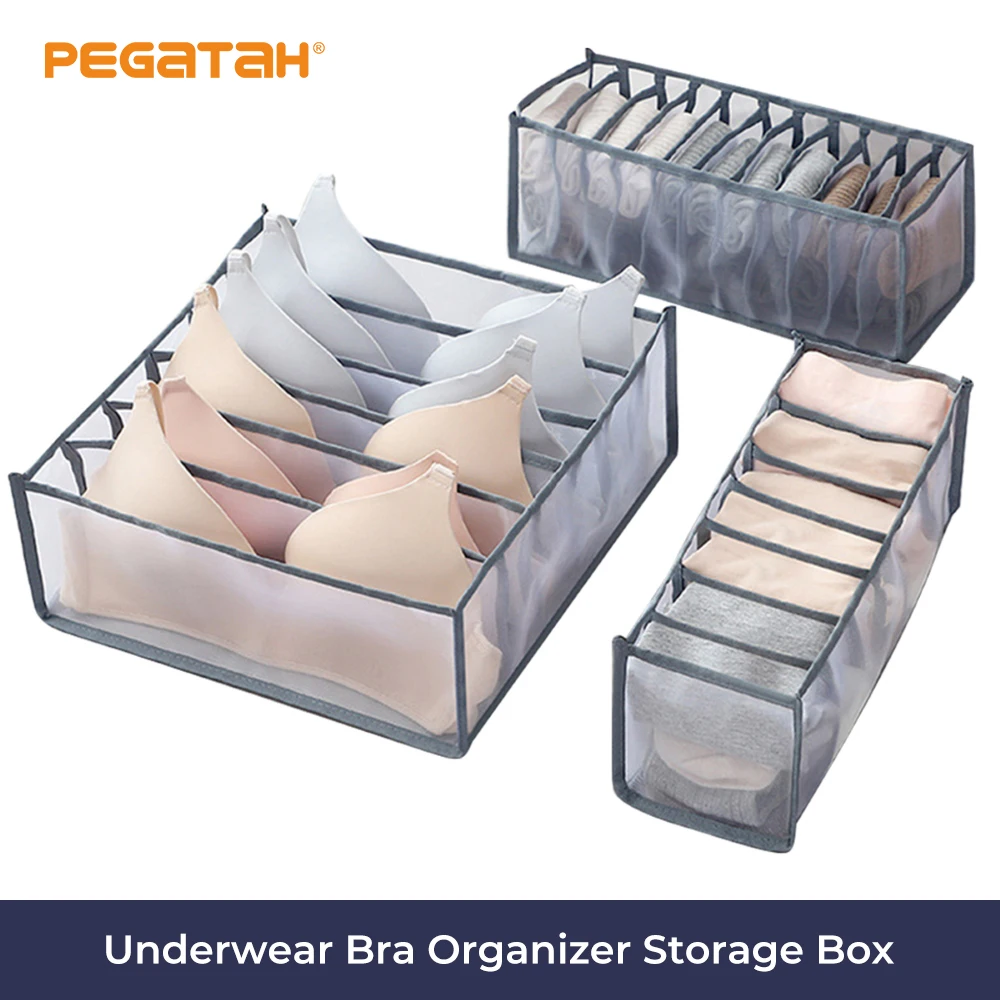 

Underwear Bra Organizador Socks Scarves Storage Box Nylon mesh Foldable Portable Drawer Organizers Closet organizer Multicolor