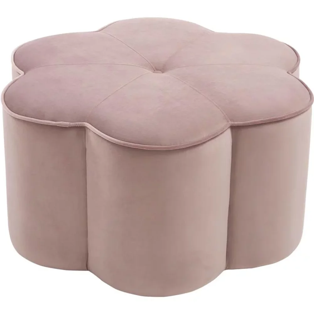 

Meridian Furniture Daisy Flower Shaped Pink Velvet Ottoman