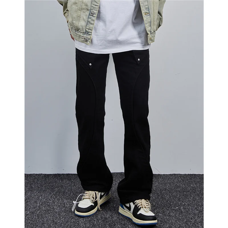 Streetwear Men 2022 New Vintage High Street Recreational Black Pants Straight Cylinder Comfortable Loose Jeans Autumn Female