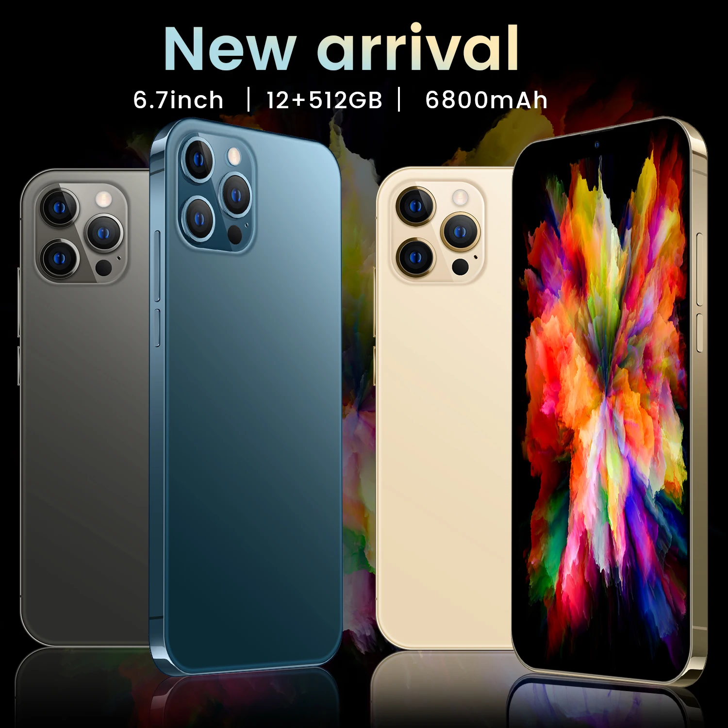 

5G Smartphone I13 Pro Max 12GB RAM 512GB ROM 6.7 Inch HD Screen Dual Sim Unlocked Smart Phone Android Latest 5G Mobile Phone