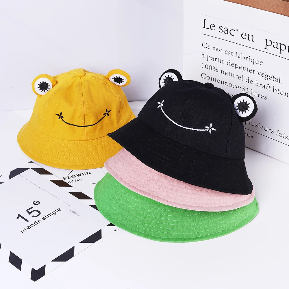 

Selling Fashion Frog Bucket Hat for Women Summer Autumn Plain Women Panama Outdoor Beach Fishing Cap Sunscreen Female Sunhat Bob