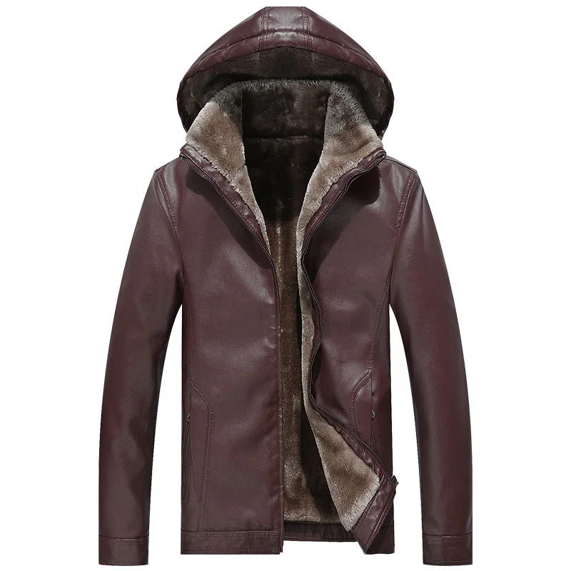 

Winter Thick Fluffy Faux Fur Coat Waterproof Windproof Faux Leather Hooded Jacket Casual Leather Thermal Fleece Jacket Oversize