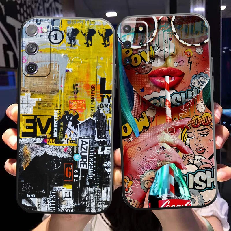 

Street Graffiti Oil Painting Phone Case For Samsung Galaxy S22 S21 S20 S10 10E S9 Plus S22 S21 S20 Ultra FE 5G TPU Back Coque