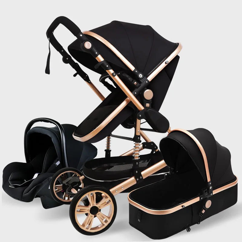 Enlarge High Landscape Baby Stroller 3 in 1 With Car Seat Pink Stroller Luxury Travel Pram Car seat and Stroller Baby Carrier Pushchair