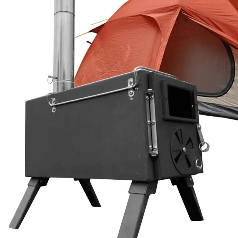 

Outdoor Wood Stove Portable Heating Barbecue Firewood Burning Stove Large Viewing Window Outdoor Burning Tool For Hiking