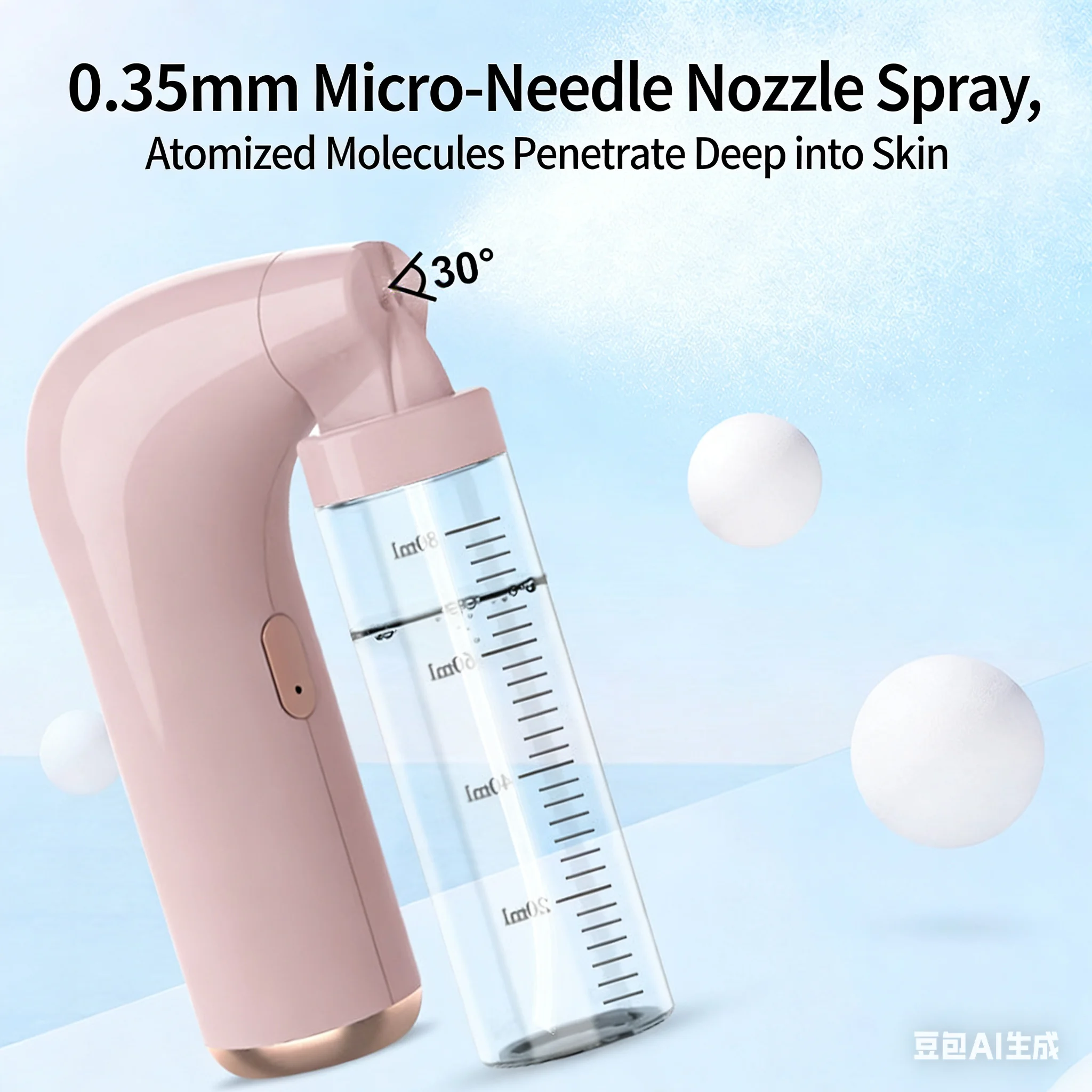 Фото Портативный увлажнитель воздуха, распыляющий кислородный заварочный аппарат, глубоко увлажняет, слои кожи, увлажнение лица, контроль жирности и укрепление №1