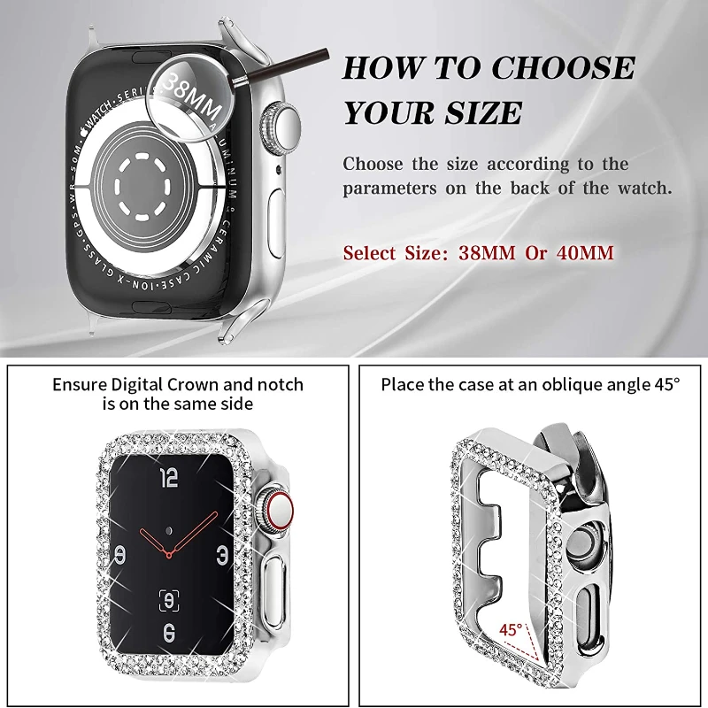 Stainless Steel Metal Strap For Apple Watch Band 8 7 6 44mm 40mm 45mm 42mm Diamond Case Women Bracelet For iWatch Series SE 5 3