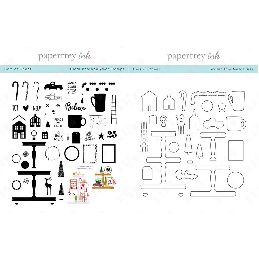 

Christmas Diy Scrapbook Craft Decoration Embossing Silicone Stamps Set New Metal Cutting Dies 2022 Arrival Tiers of Cheer Molds