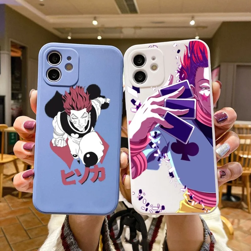 

Чехол Hisoka для телефона с аниме для IPhone 14 11 12 13 Pro Max X XR XSMax 6 6S 7 8 Plus SE 2022, Мягкий Квадратный цветной чехол для телефона