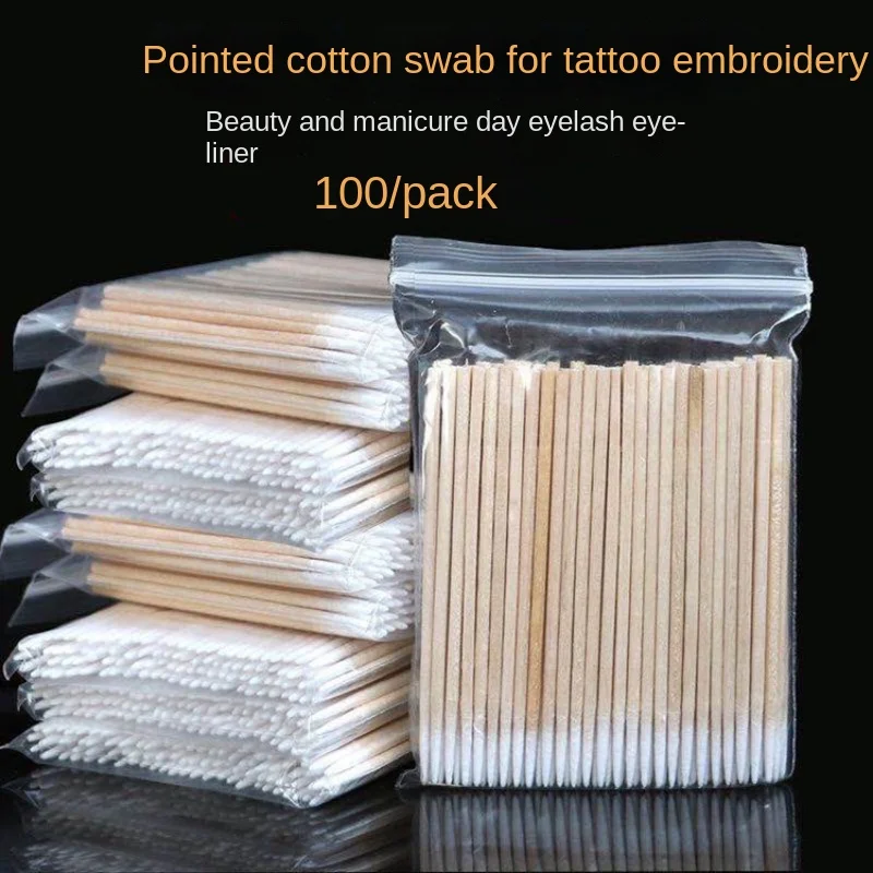 

100 шт., деревянные ватные палочки для снятия лака для ногтей