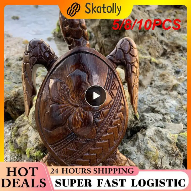 

5/8/10PCS Turtle Figurine Wood Crafts Ornaments Simulation Marine Animal Garden Miniature Landscape Home Office Desk Decoration