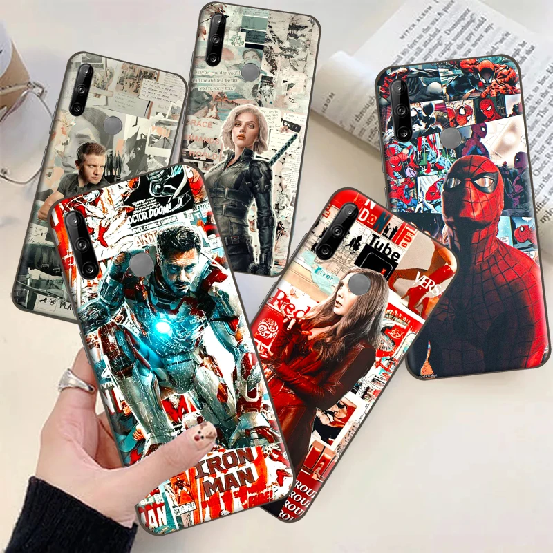

Marvel The Avengers Iron Man For Huawei P50 P40 P30 P20 Pro Lite 5G Phone Case Huawei P Smart 2019 2021 Black Liquid Silicon