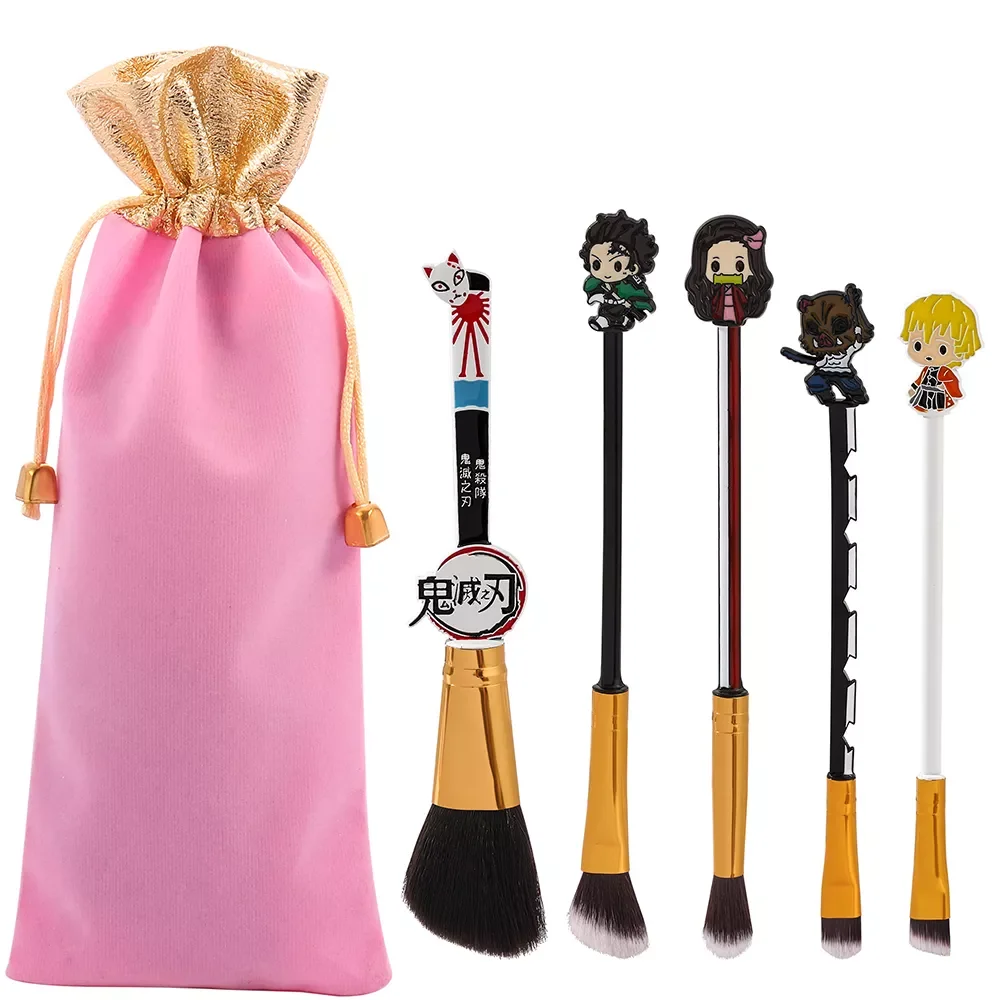 

NEW2023 Japan Anime Demon Slayer Kimetsu Yaiba Makeup Brushes Set Cosplay Women Eye Shadow Blush Makeup Tool With Bag
