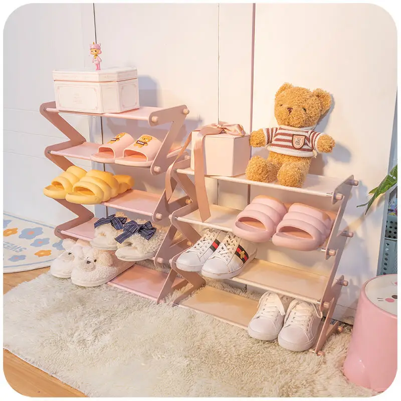 

Ins Multi-Layer Z-Shaped Shoes Rack Entrance Hall Stainless Steel Storage Shelf For Shoes Book Home Shoe Storage Rack Save Space