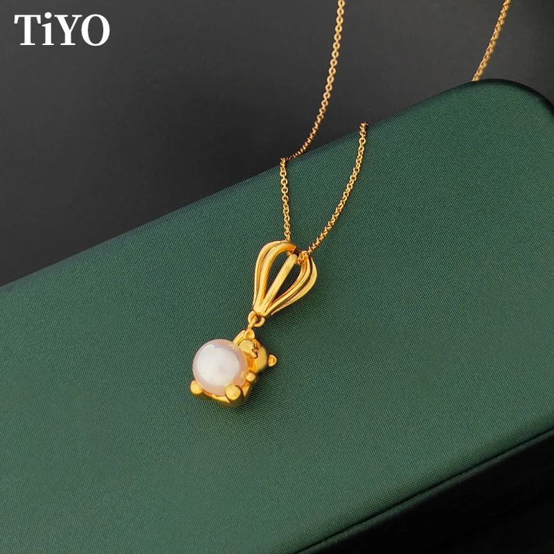 

Trendy Jewelry Lovely Design Bear Pendant Necklace Cute Style High Quality Copper Gold Color Chain Necklace For Women Gift