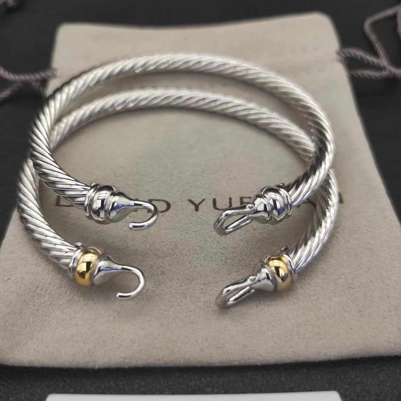 

Плетеный плетеный браслет David Yurman из серебра пробы с желтым покрытием 14 к, 5 мм
