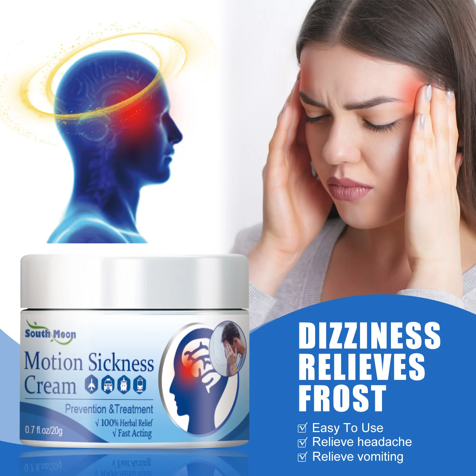 

Motion Sickness Cream Headache Herbal Balm Dizziness Stress Relief Plaster Seasickness Ointment Refreshing Brain And Body Care