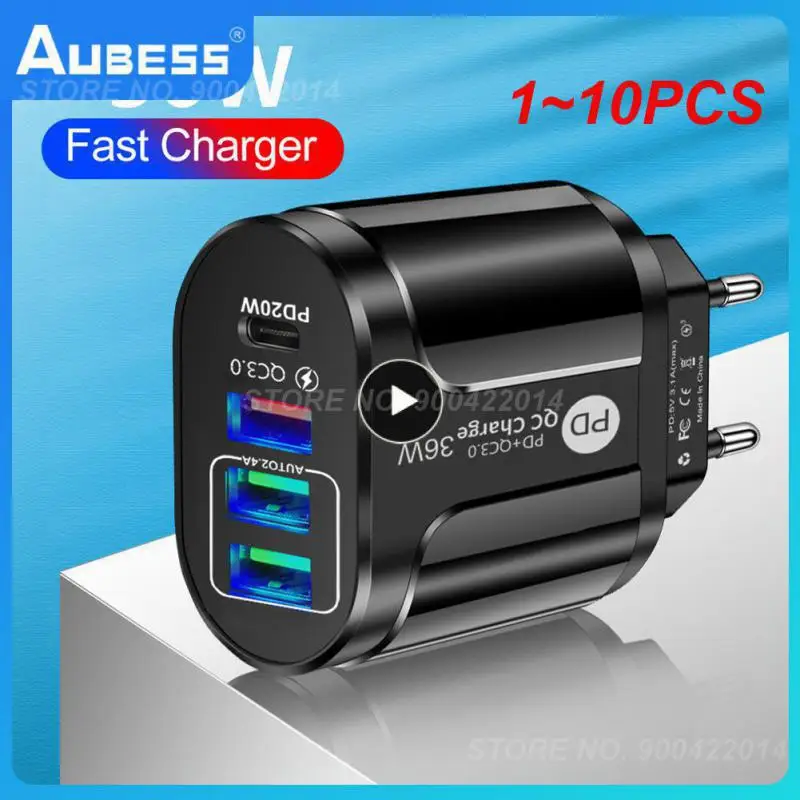 1 ~ 10 шт PD + QC3. Стандартное зарядное устройство USB с вилкой европейского, американского, британского стандарта 0, 2,4 А, быстрая зарядка, быстрое зарядное устройство, 3USB с зарядной головкой PD для
