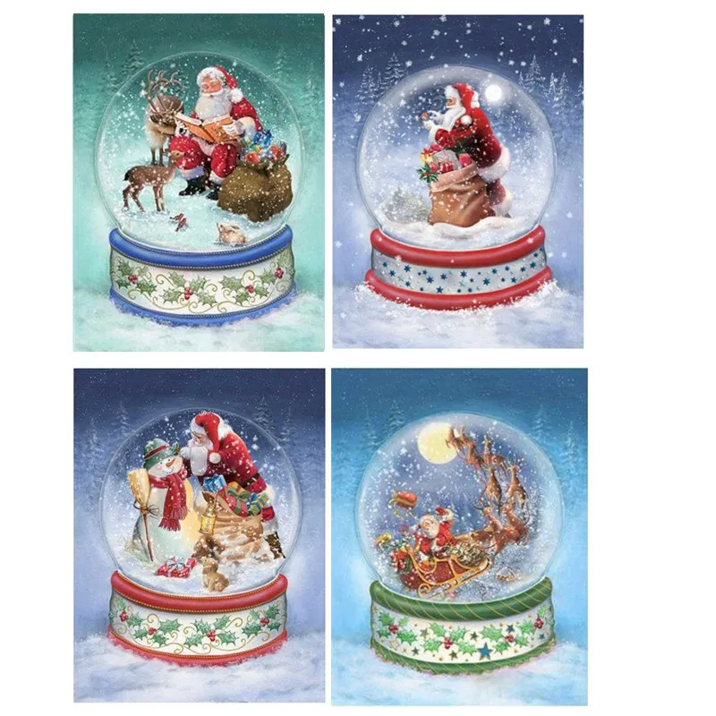 

Полноразмерная/круглая Алмазная 5D картина «сделай сам» с рождественскими снежками, украшение для дома, вышивка крестиком стразы, Рождественская картина, подарок