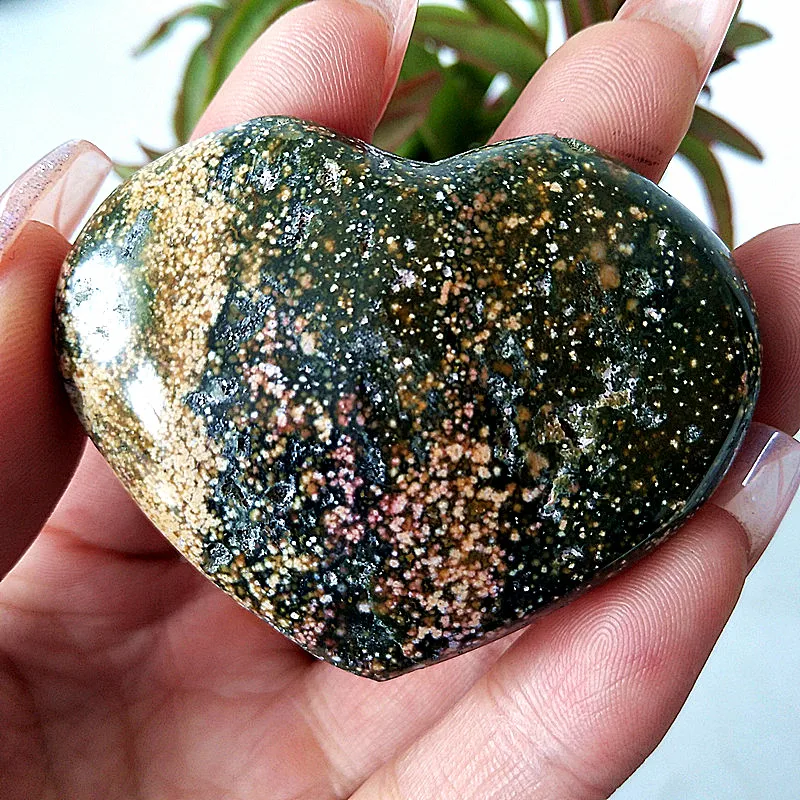 

Natural Crystal Heart Ocean Jasper Stone Home Decor Program Chakra Plays The Spiritual Energy Of Confidence