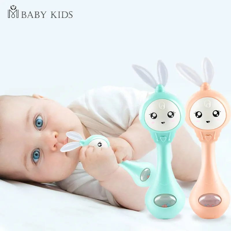 

Musical Flashing Baby Rattles Teether Rattle Toy Hand Bells Rabbit Hand Bells Newborn Infant Early Educational Toys 0-12M