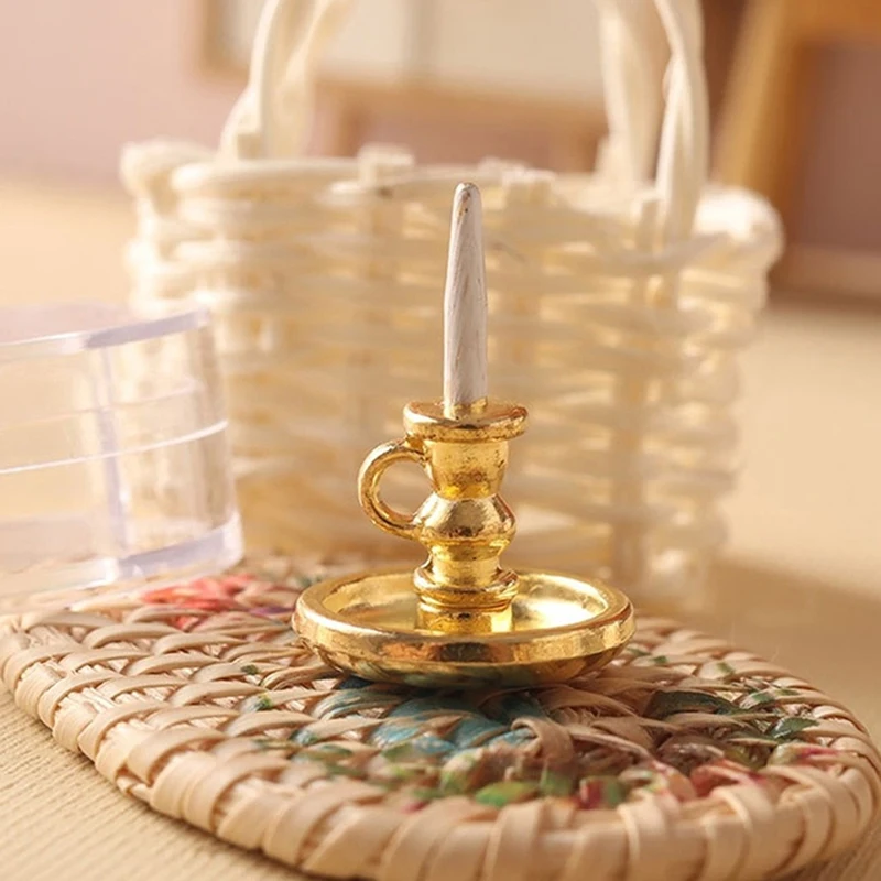 

1PC 1:12 Dollhouse Miniature Candle Holder Candlesticks Model Home Decor Kids Pretend Play Toy Doll House Accessories